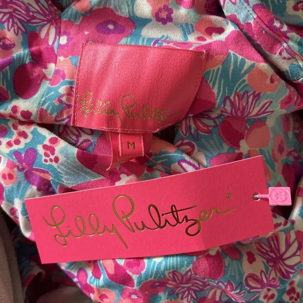 NEW Lilly Pulitzer Faye V-Neck Ruffle Dress Size M Aura Pink Baby Bloomer NWT - Picture 13 of 14